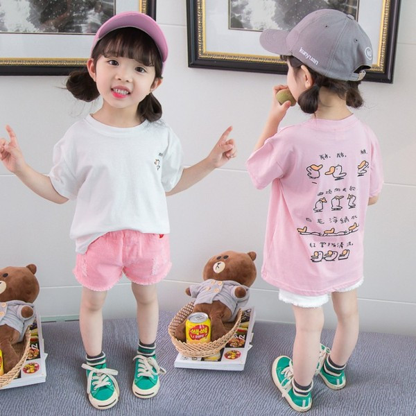 Alkalmi gyerek póló lányoknak - fehér és rózsaszín színben