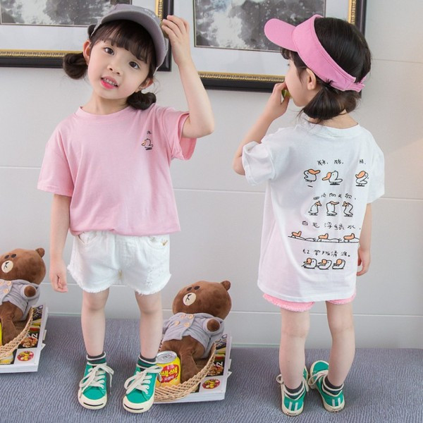 Alkalmi gyerek póló lányoknak - fehér és rózsaszín színben