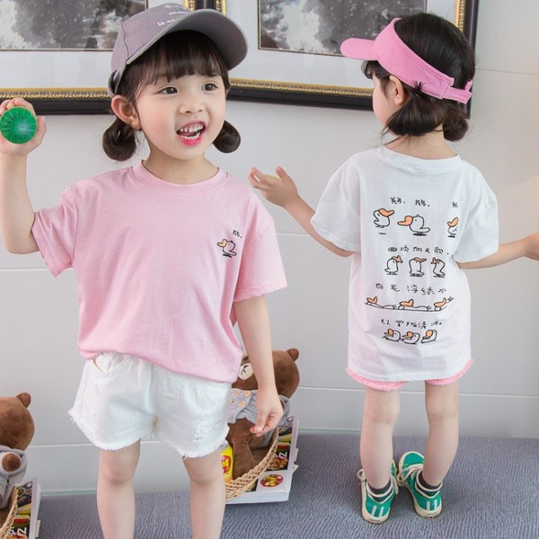 Alkalmi gyerek póló lányoknak - fehér és rózsaszín színben