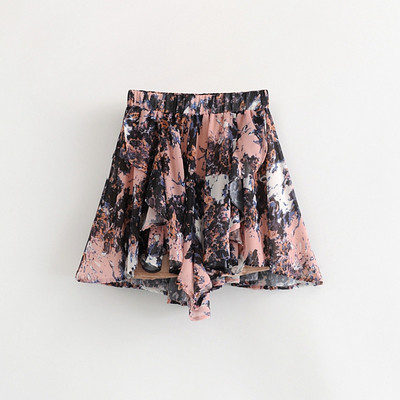 Pantaloni largi de dama cu talie inalta si imprimeu floral