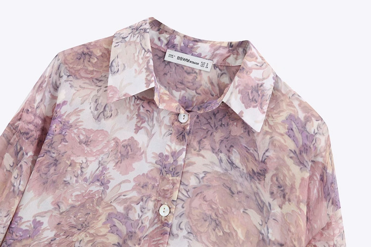 Cămașă lungă de damă cu model floral