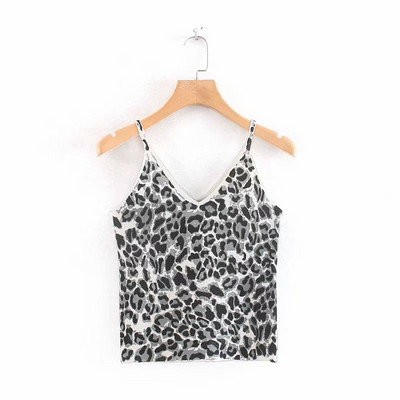 Maieu de damă cu bretele subțiri și imprimeu animal