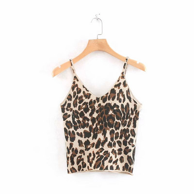 Maieu de damă cu bretele subțiri și imprimeu animal