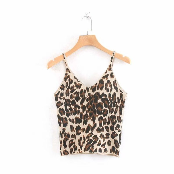 Maieu de damă cu bretele subțiri și imprimeu animal