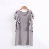 Дамска ежедневна рокля с овално деколте и широки ръкави