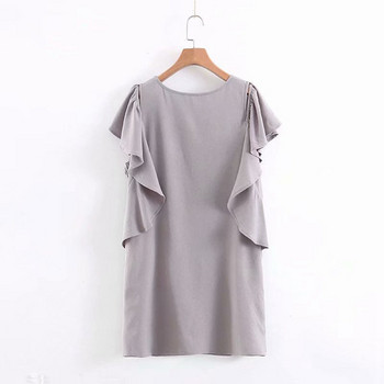 Дамска ежедневна рокля с овално деколте и широки ръкави