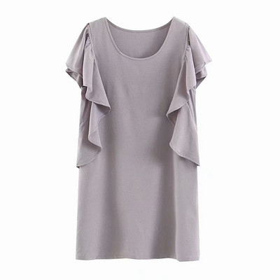 Дамска ежедневна рокля с овално деколте и широки ръкави