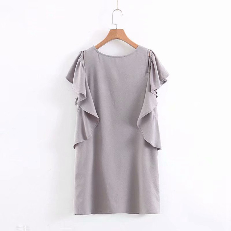 Дамска ежедневна рокля с овално деколте и широки ръкави 