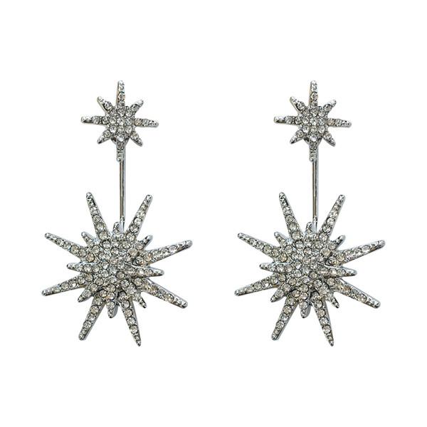 Cercei eleganti de dama cu pietre de culoare argintie