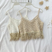 Модерен дамски плетен потник в два цвята