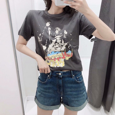 Дамска ежедневна тениска с апликация в черен цвят