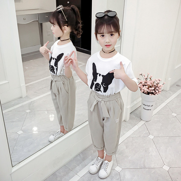 Bluza casual pentru copii cu maneca scurta cu aplicatie caine