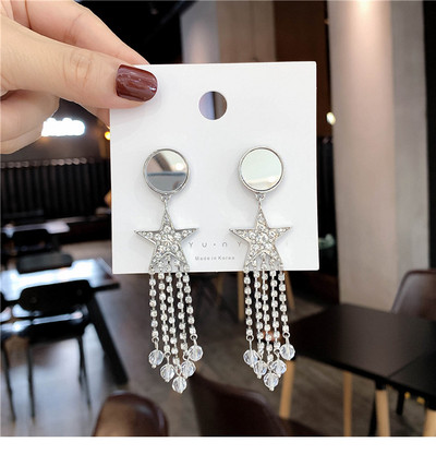 Cercei de dama de culoare argintie cu pietre si margele