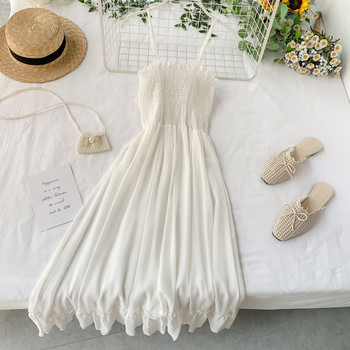 Модерна дамска рокля с ластик в няколко цвята