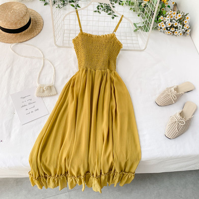 Модерна дамска рокля с ластик в няколко цвята