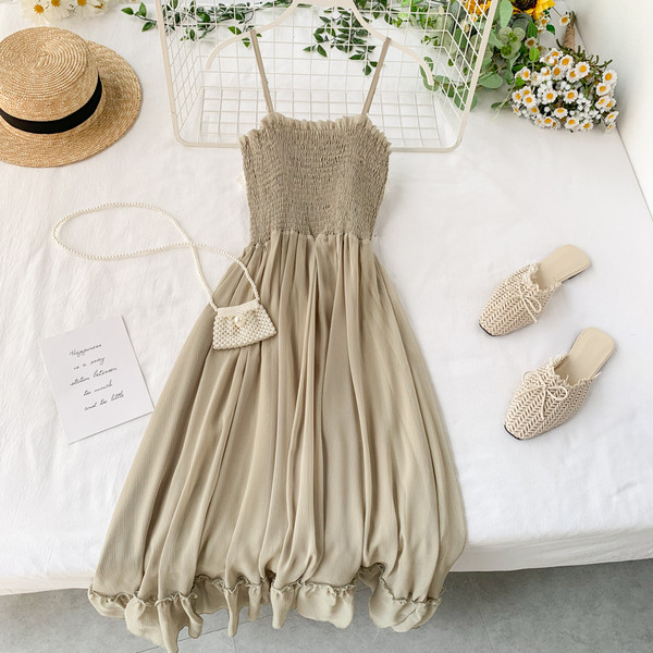 Модерна дамска рокля с ластик в няколко цвята