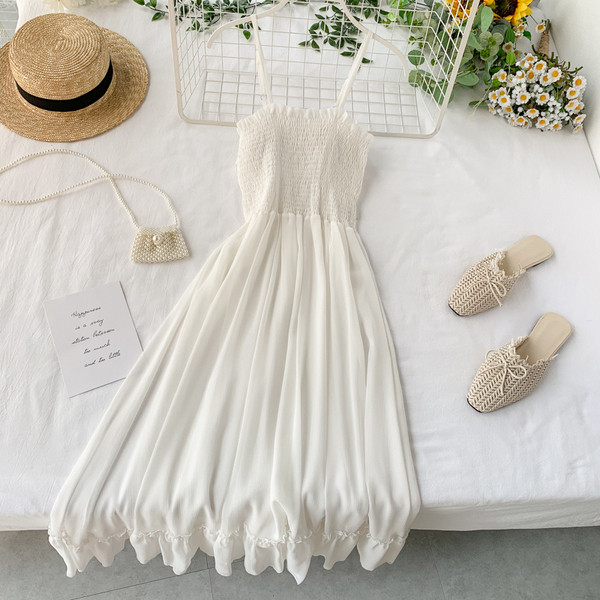 Модерна дамска рокля с ластик в няколко цвята