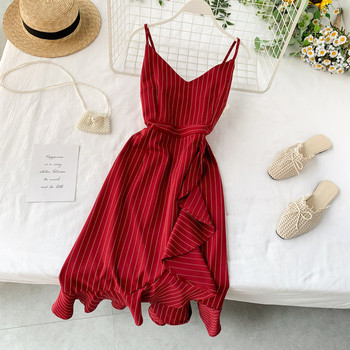 Rochie moderna de dama cu bretele subtiri in trei culori