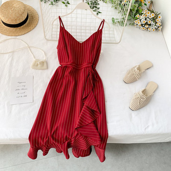 Rochie moderna de dama cu bretele subtiri in trei culori