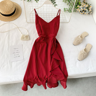 Rochie moderna de dama cu bretele subtiri in trei culori