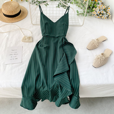 Rochie moderna de dama cu bretele subtiri in trei culori