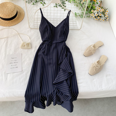 Rochie moderna de dama cu bretele subtiri in trei culori