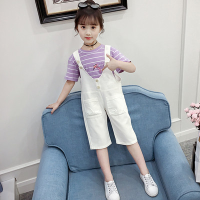 Salopeta casual pentru copii cu nasturi alb pentru fete