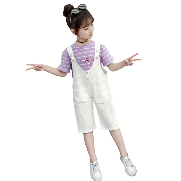 Salopeta casual pentru copii cu nasturi alb pentru fete