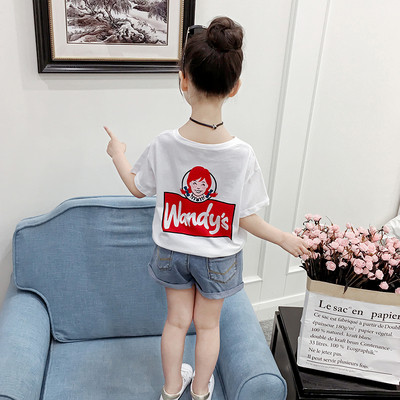 Lezser gyerekblúz lányoknak, rövid ujjú rátéttel, három színben