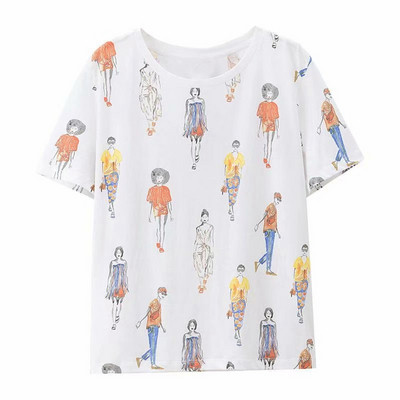 Alkalmi póló ovális nyakkivágással és rövid ujjú fehér színben és rátéttel