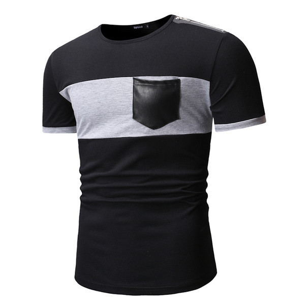 Tricou pentru bărbați de culoare neagră și element cu fermoar