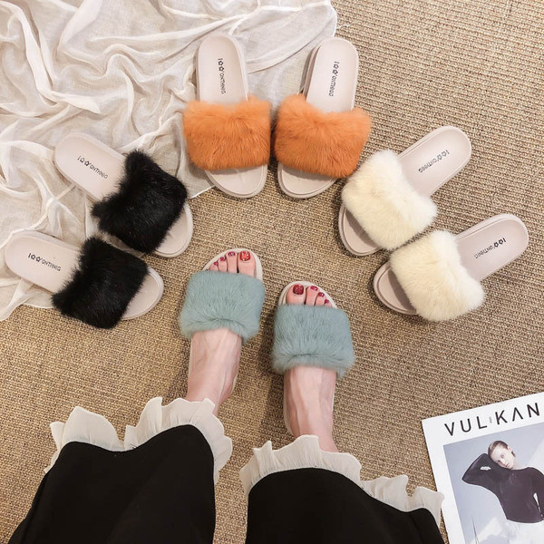 Papuci casual de dama cu puf si talpa plata in mai multe culori
