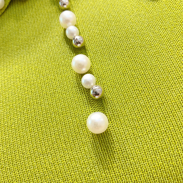 Дамска риза с къс ръкав и декорация перли в четири цвята