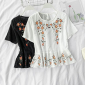 Bluza casual dama cu decolteu O in mai multe culori cu broderie