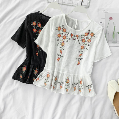 Bluza casual dama cu decolteu O in mai multe culori cu broderie