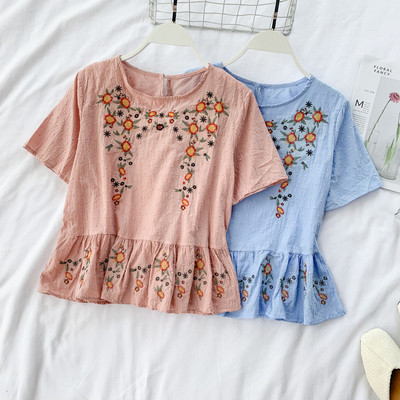 Bluza casual dama cu decolteu O in mai multe culori cu broderie