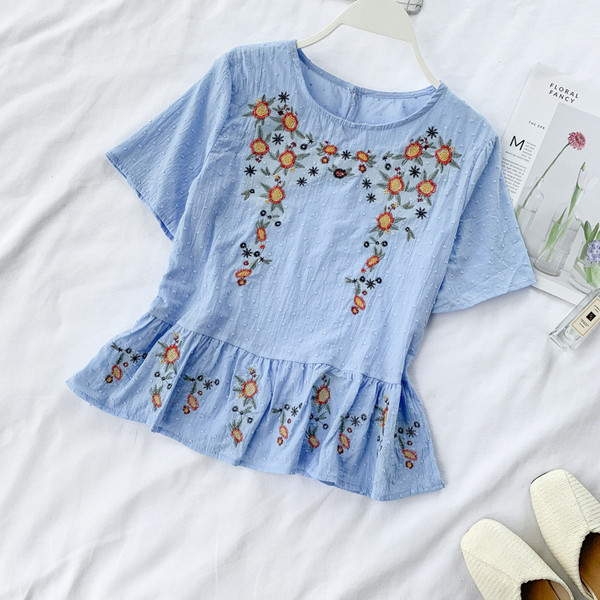 Bluza casual dama cu decolteu O in mai multe culori cu broderie