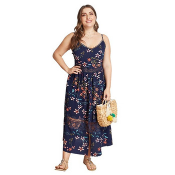 Rochie casual de dama cu bretele subtiri si cu fanta in doua culori