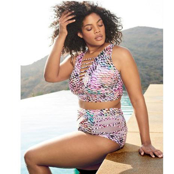 Costum de baie color model mare până la 4XL