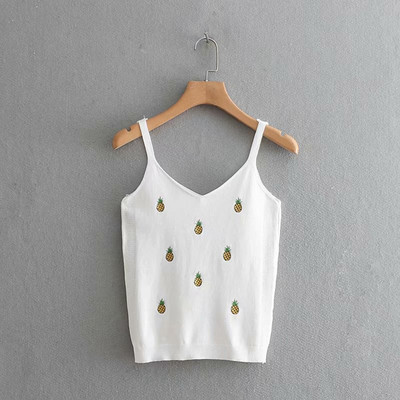 Дамски потник от тънко плетиво с бродерия ананас 