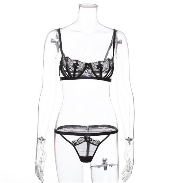 Lenjerie intimă în două părți cu dantelă în negru
