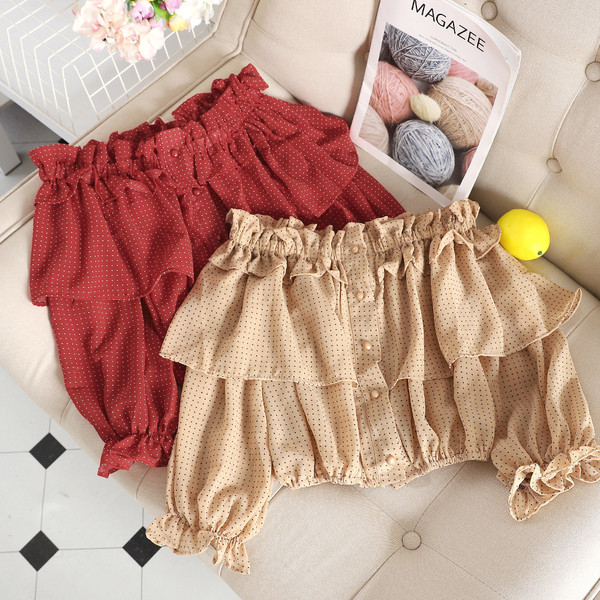 Bluză de damă modernă cu mâneci căzute în mai multe culori de puncte