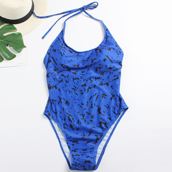 Цял бански костюм с размер до 3XL в син цвят