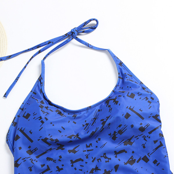 Цял бански костюм с размер до 3XL в син цвят