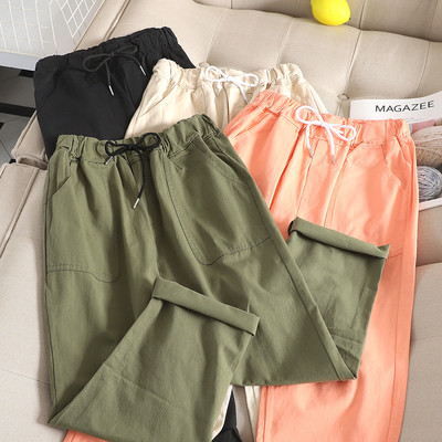 Ежедневен дамски панталон с еластична талия и джобове в няколко цвята