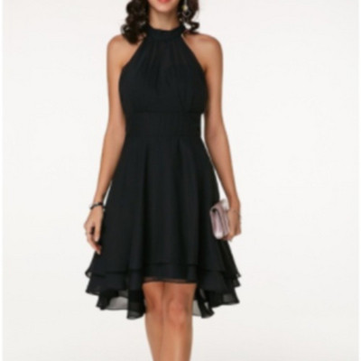 Ежедневна дамска рокля с голи рамене в три цвята асиметричен модел