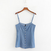 Maieu zilnic cu bretele subțiri și nasturi în albastru