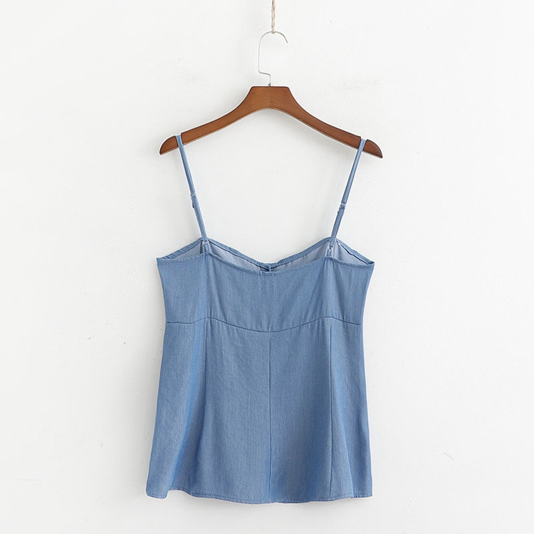 Maieu zilnic cu bretele subțiri și nasturi în albastru