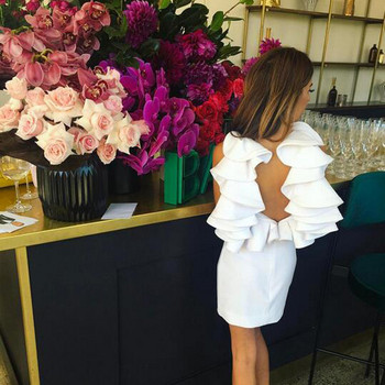 Rochie scurtă elegantă de damă în alb