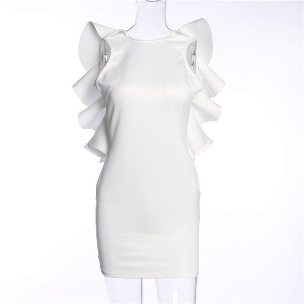 Rochie scurtă elegantă de damă în alb